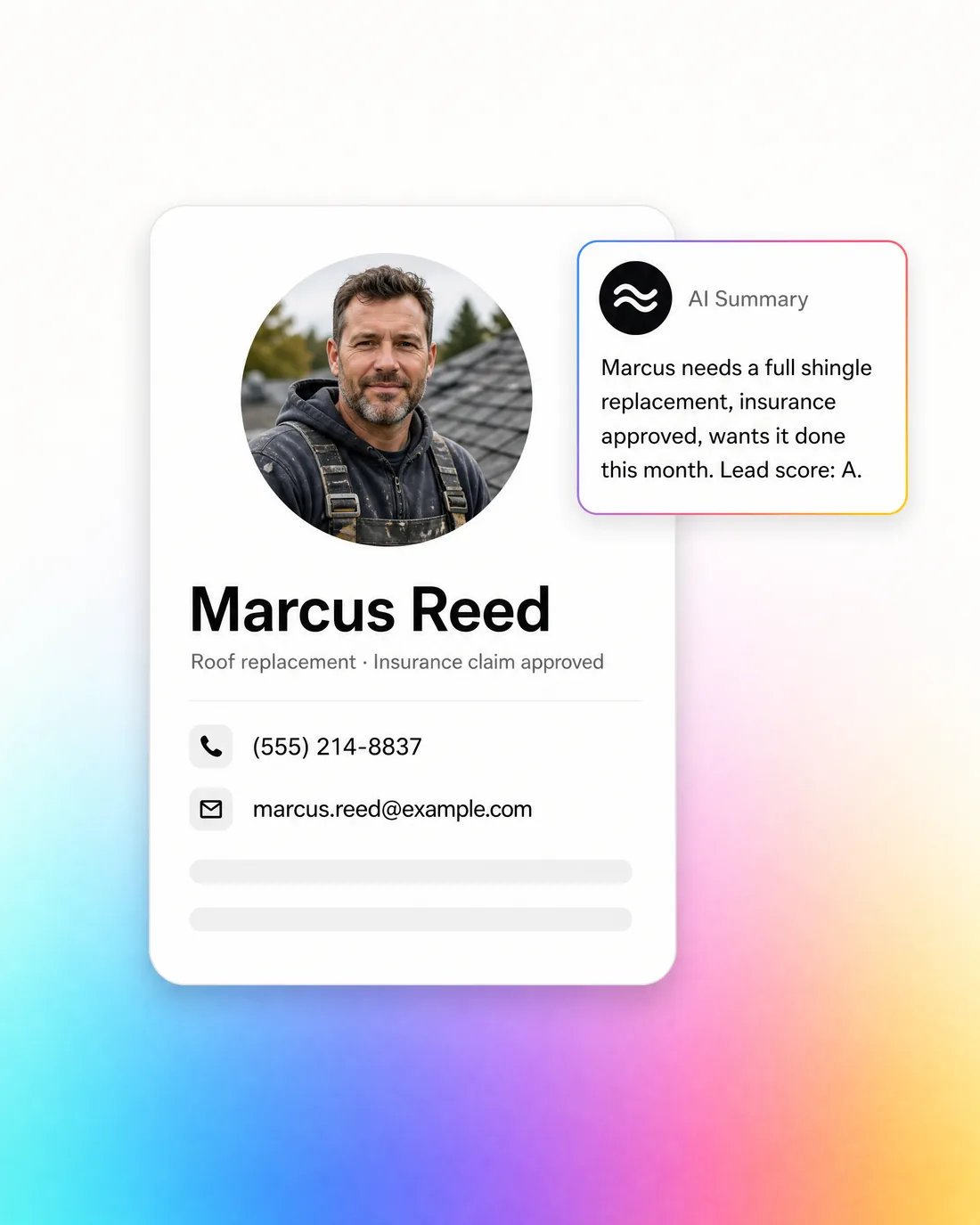 A qualified lead card with the AI summary