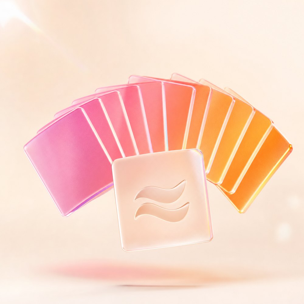 Frosted-glass color swatches representing GRIFFAIN branding