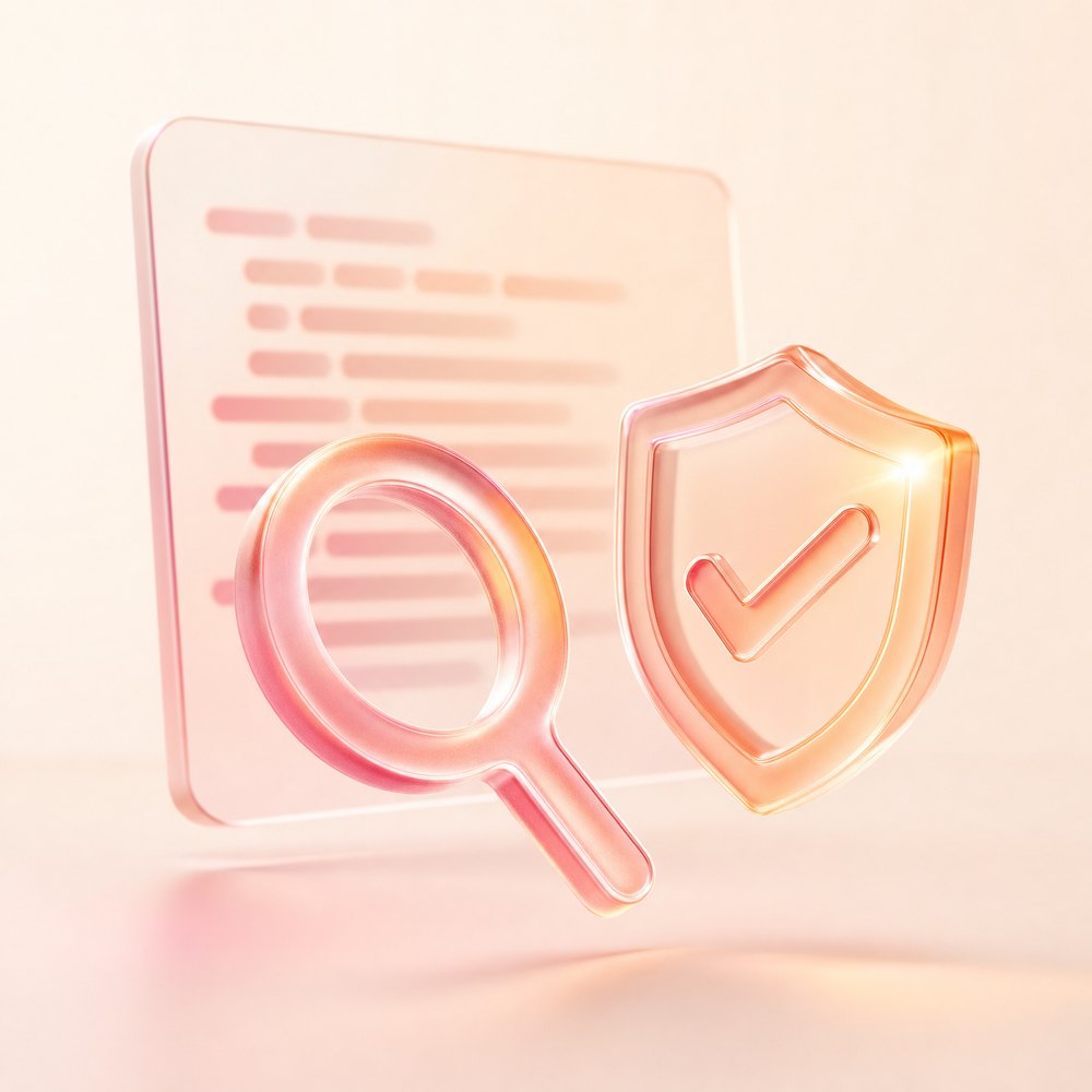 Frosted-glass magnifier and shield representing GRIFFAIN code review